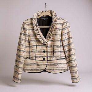 Chico’s Blue Structured Fringe Notched-Collar Cardigan Jacket Size Medium